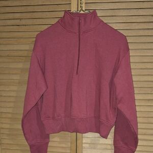 A New Day Coral Quarter Zip-up Cropped Sweatshirt Size Small